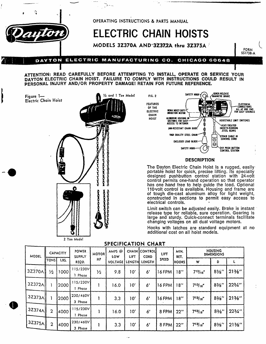 Dayton 3z374A hoist manual  Dayton Hoist Wiring Diagram    DOKUMEN.TIPS