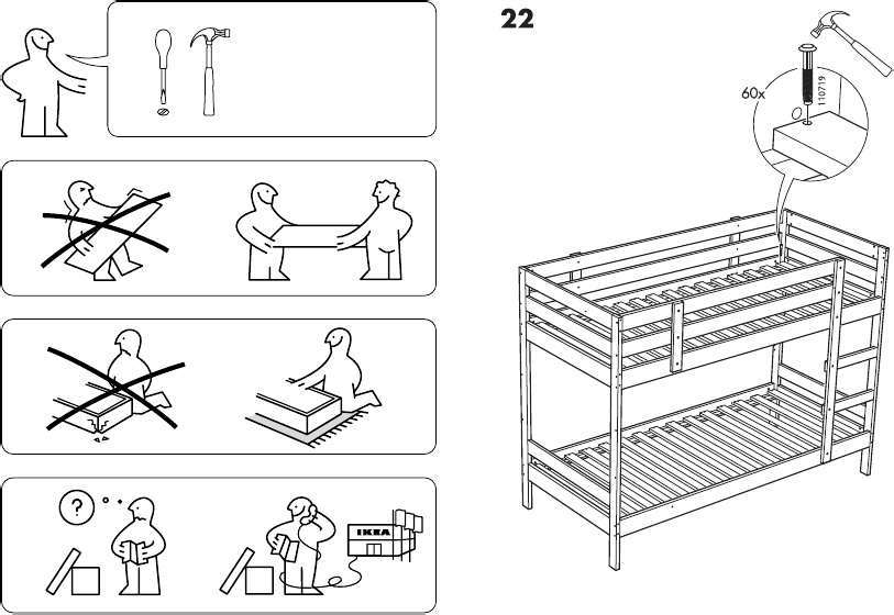 Ikea Mydal Bunk Bed Frame Twin Assembly, Ikea Twin Bunk Bed Instructions
