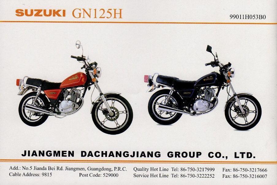 NOS Genuine Suzuki GN125H Owner's Manual Handbook 99011H053B0 China 